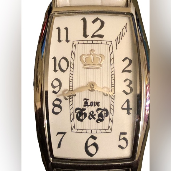 Juicy Couture White Leather Watch silver tone case white dial good condition - Picture 1 of 11